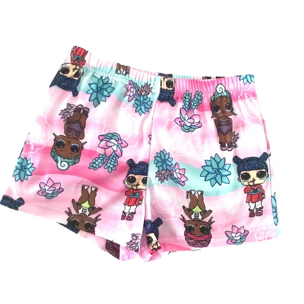 L.O.L. Surprise Girls Tropical Vacation Pink Button Front Pajamas Shorts Set 8